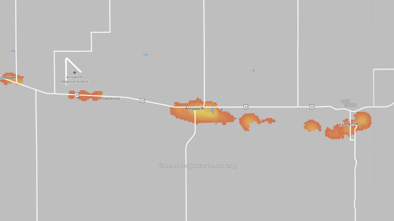 Bike Grade map of 69210, NE