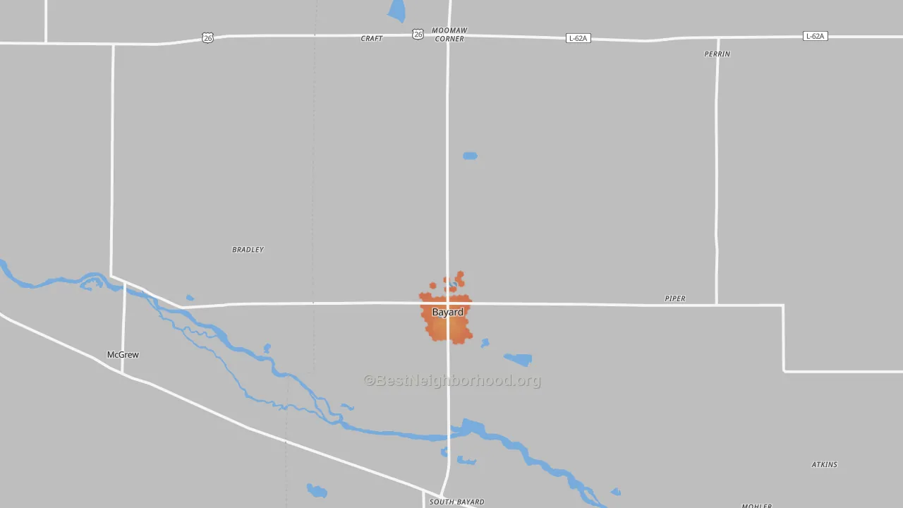Bike Grade map of 69334, NE