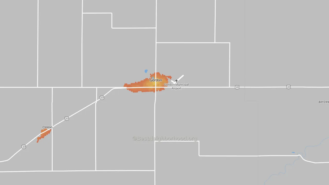Bike Grade map of 69343, NE