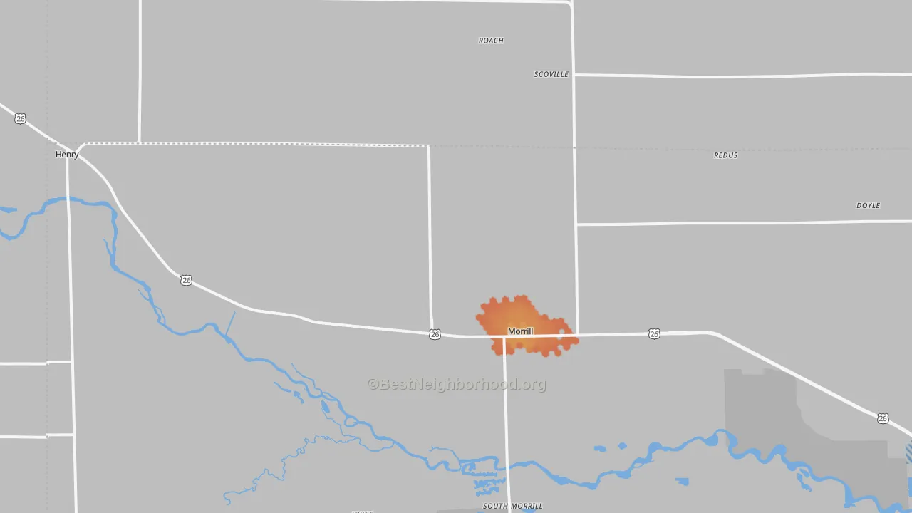 Bike Grade map of 69358, NE
