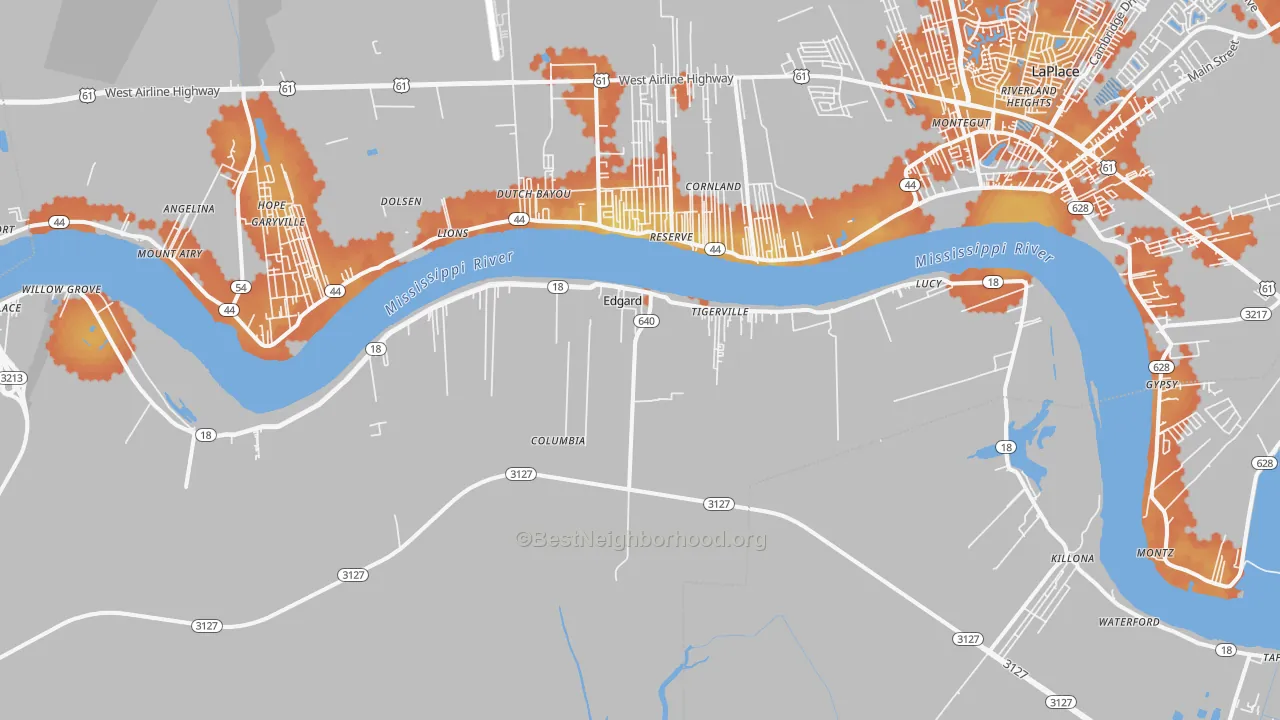 Bike Grade map of 70049, LA