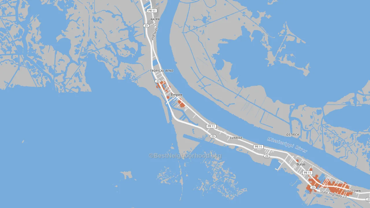 Bike Grade map of 70050, LA