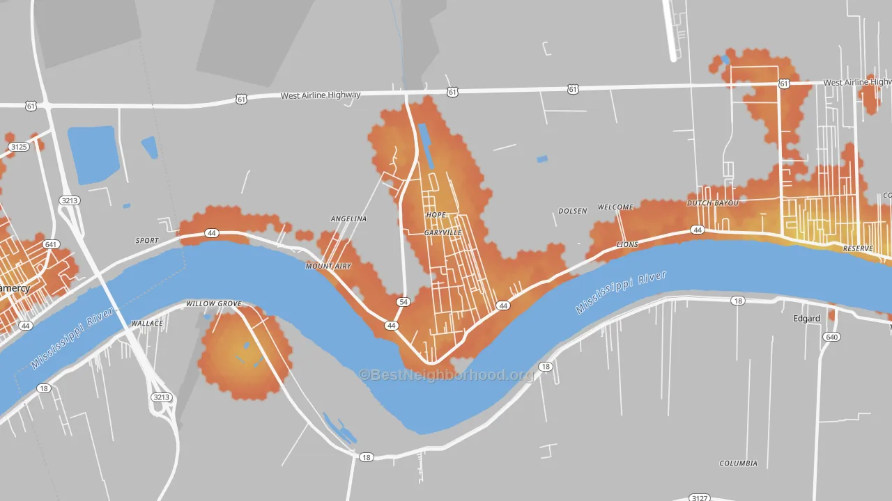 Bike Grade map of 70051, LA