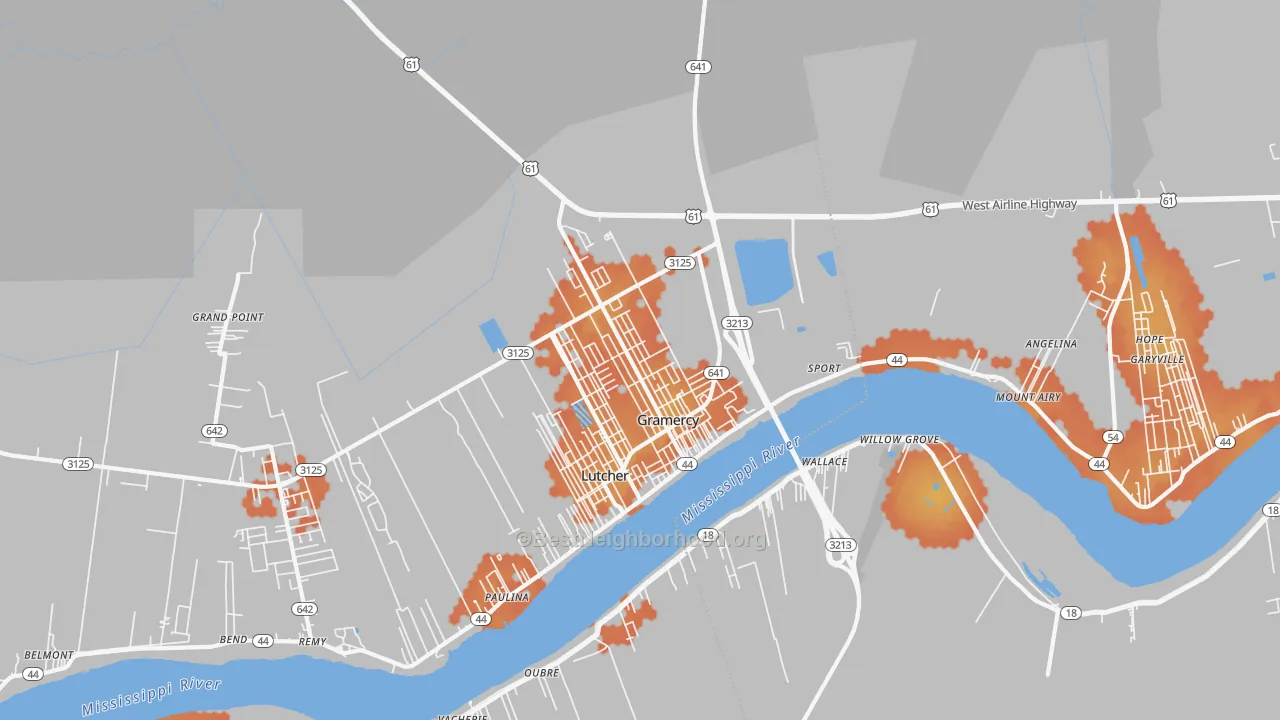 Bike Grade map of 70052, LA