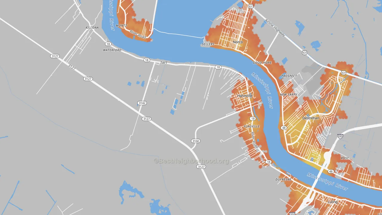 Bike Grade map of 70057, LA