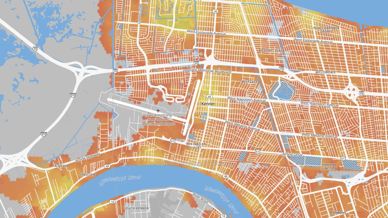 Bike Grade map of 70062, LA