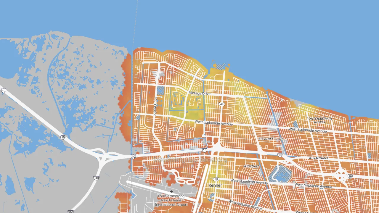 Bike Grade map of 70065, LA