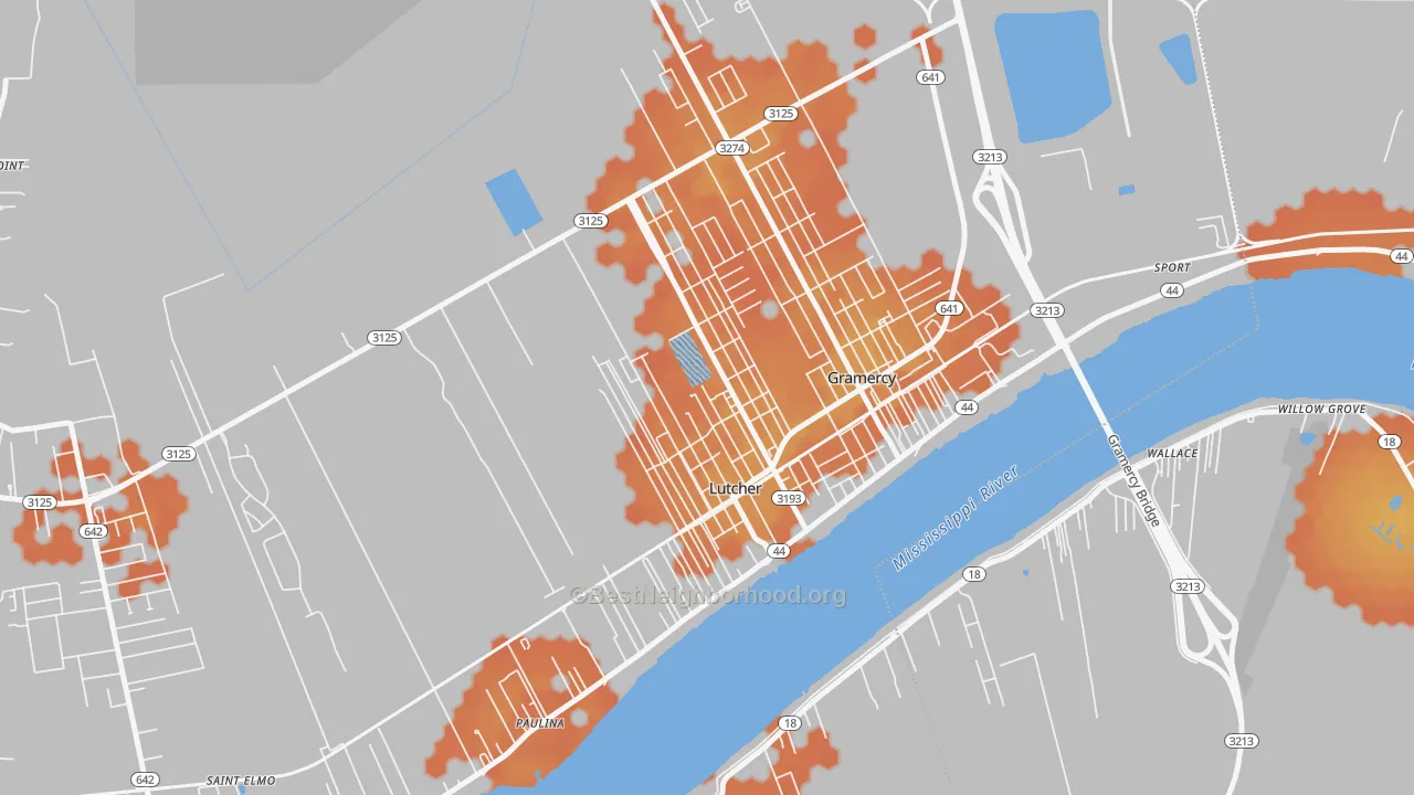 Bike Grade map of 70071, LA