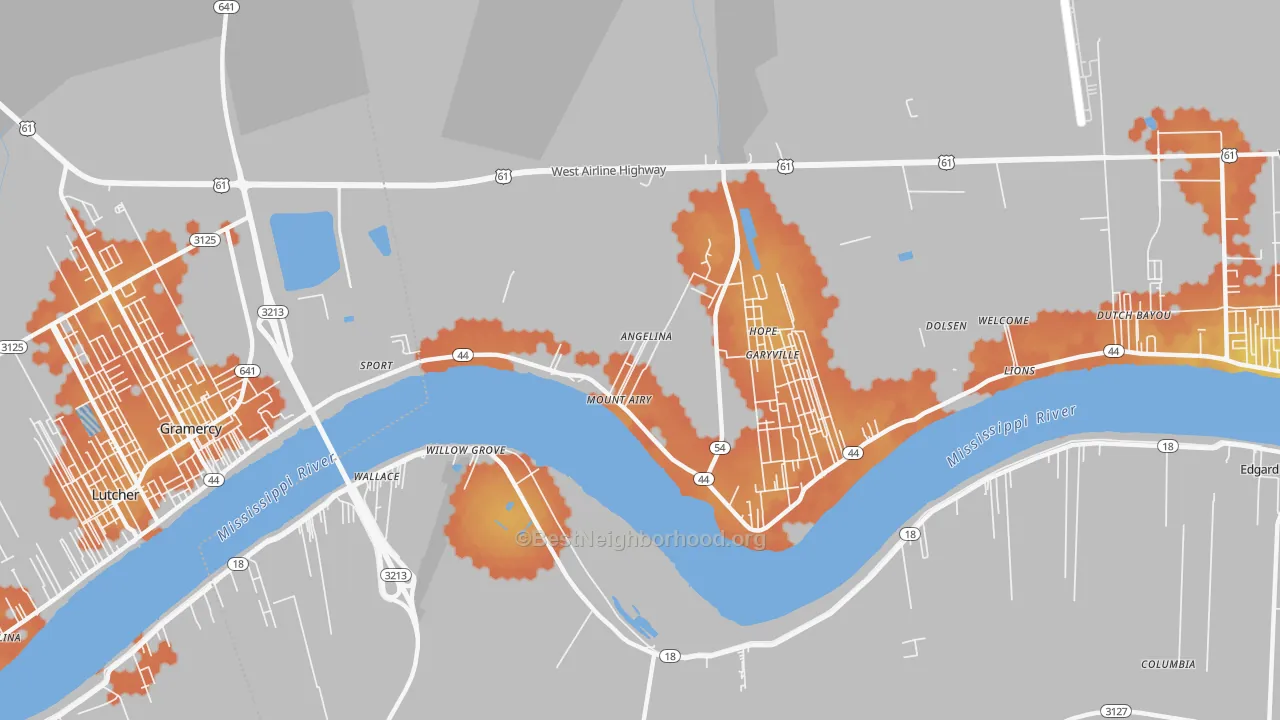 Bike Grade map of 70076, LA
