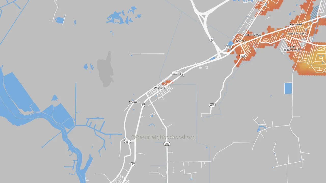 Bike Grade map of 70080, LA