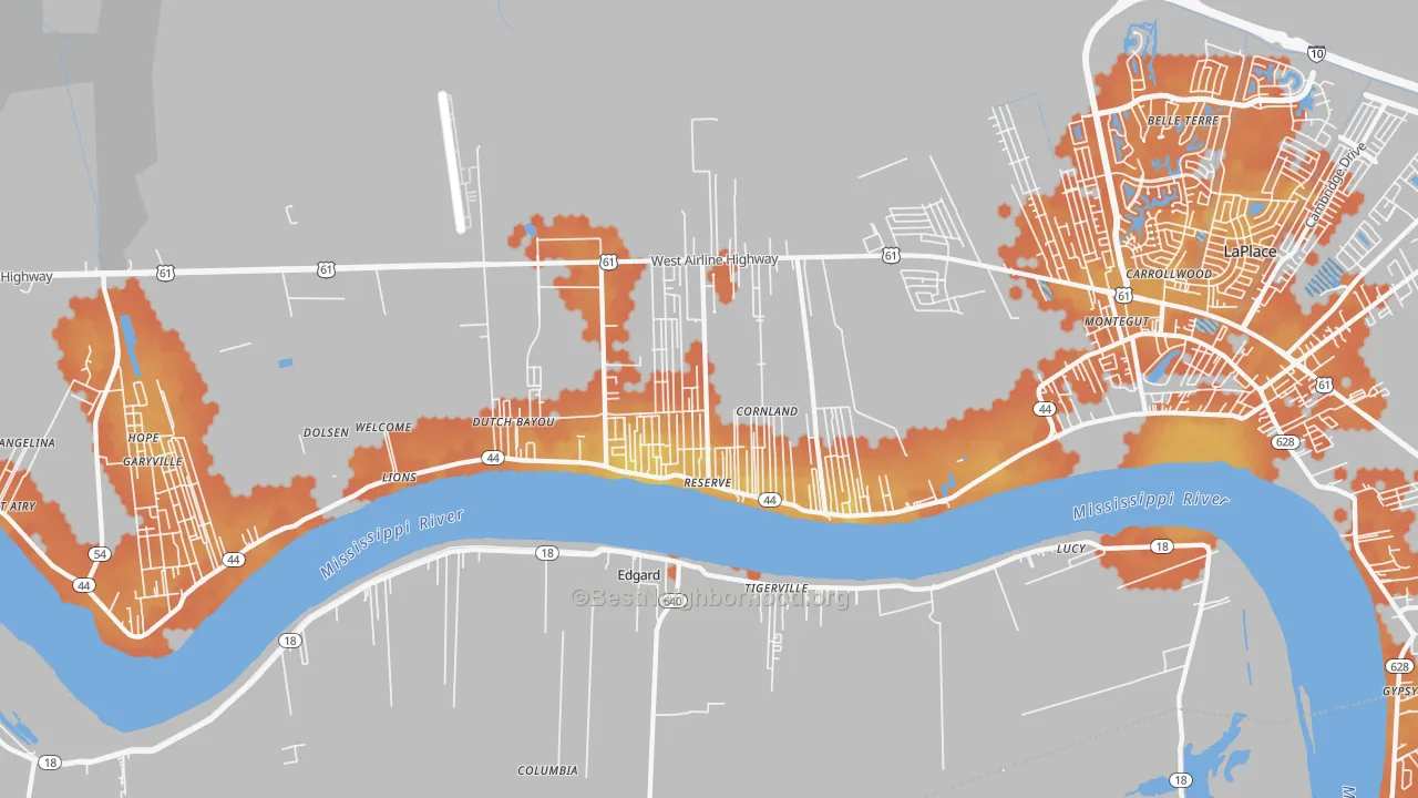 Bike Grade map of 70084, LA
