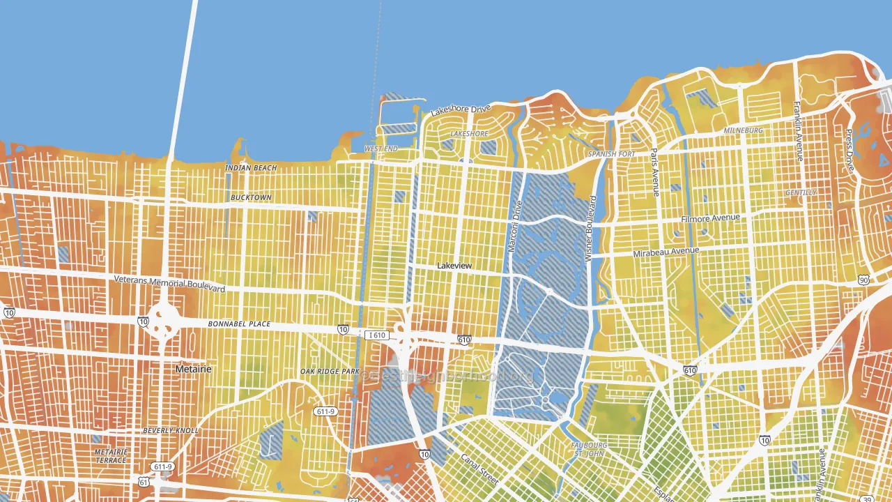 Bike Grade map of 70124, LA