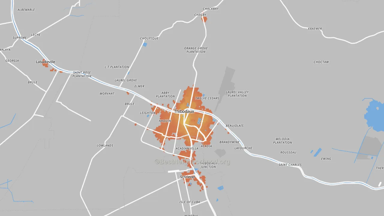 Bike Grade map of 70301, LA