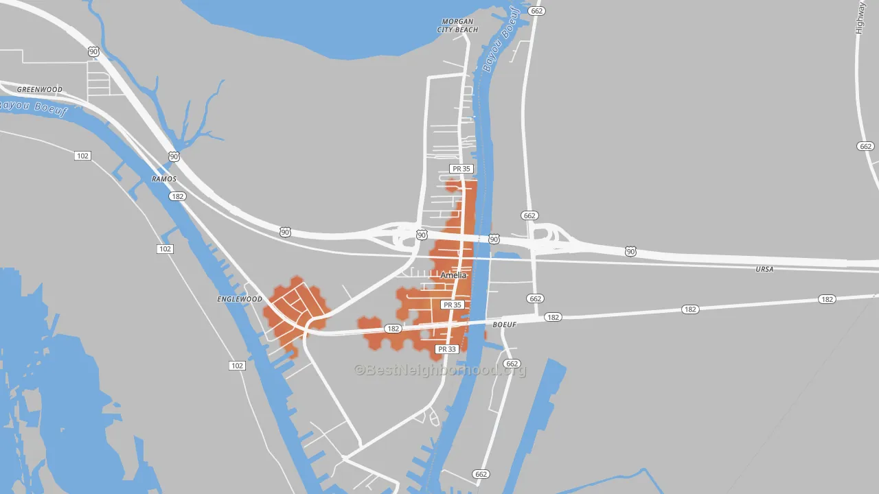 Bike Grade map of 70340, LA