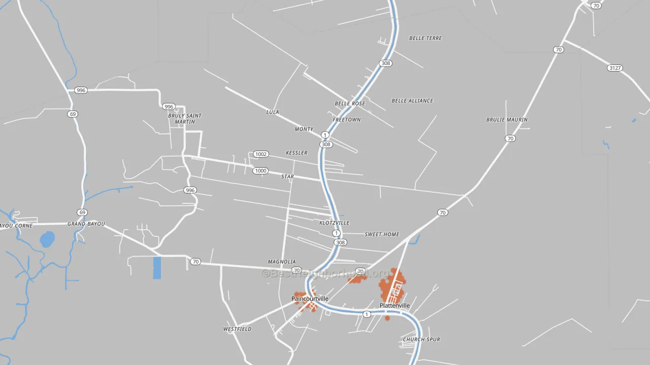 Bike Grade map of 70341, LA