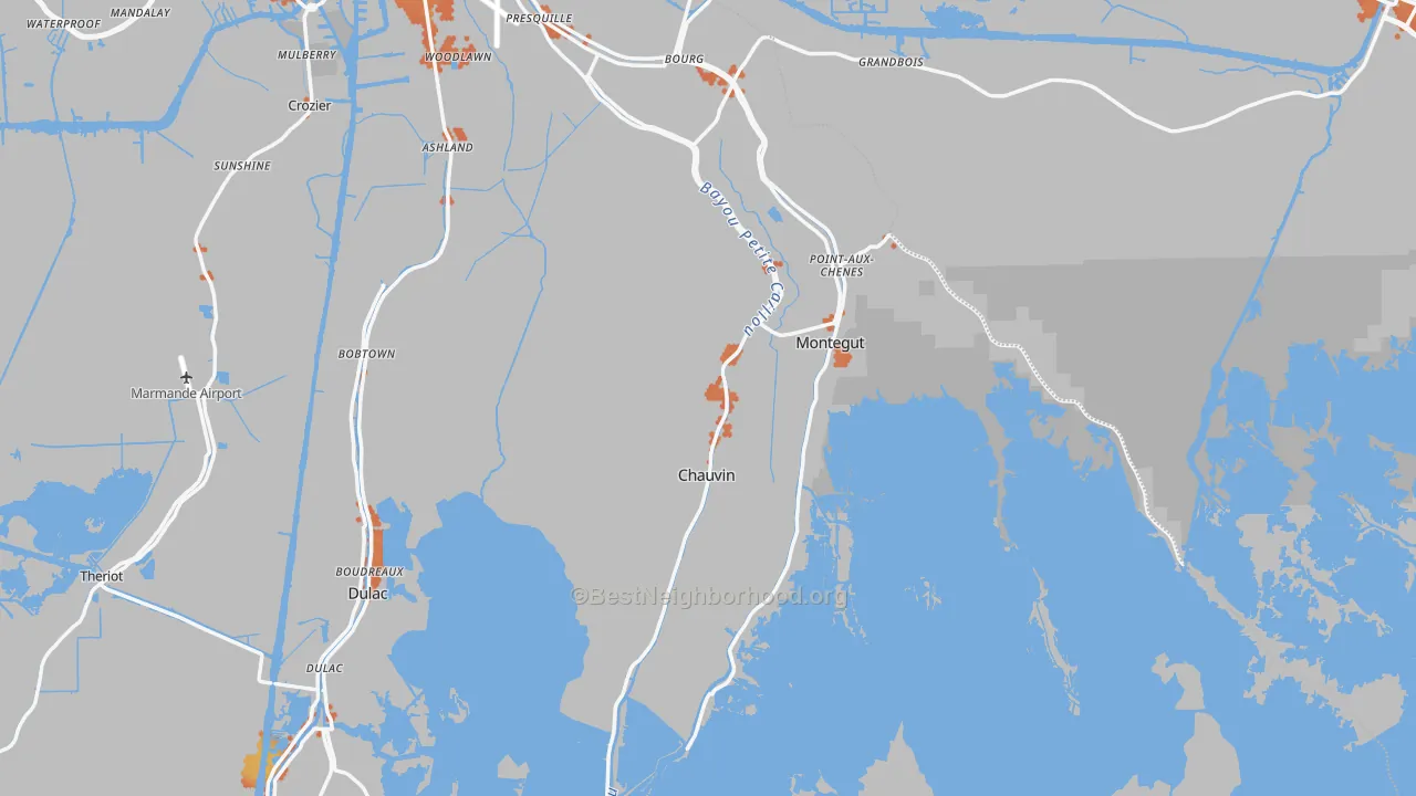 Bike Grade map of 70344, LA