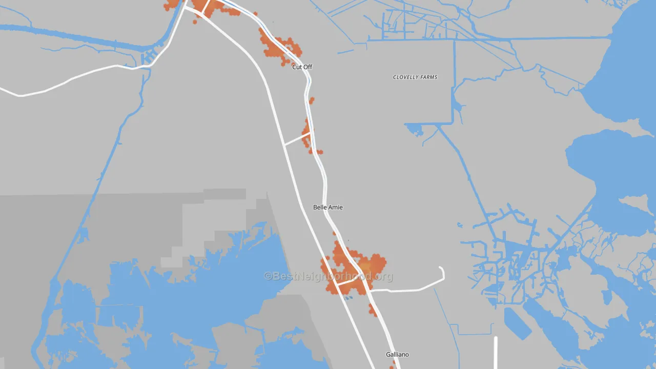 Bike Grade map of 70345, LA
