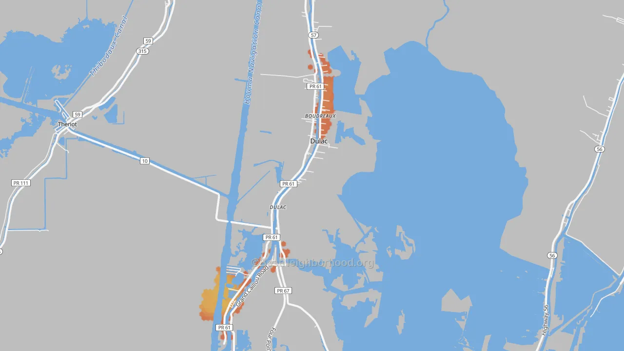 Bike Grade map of 70353, LA