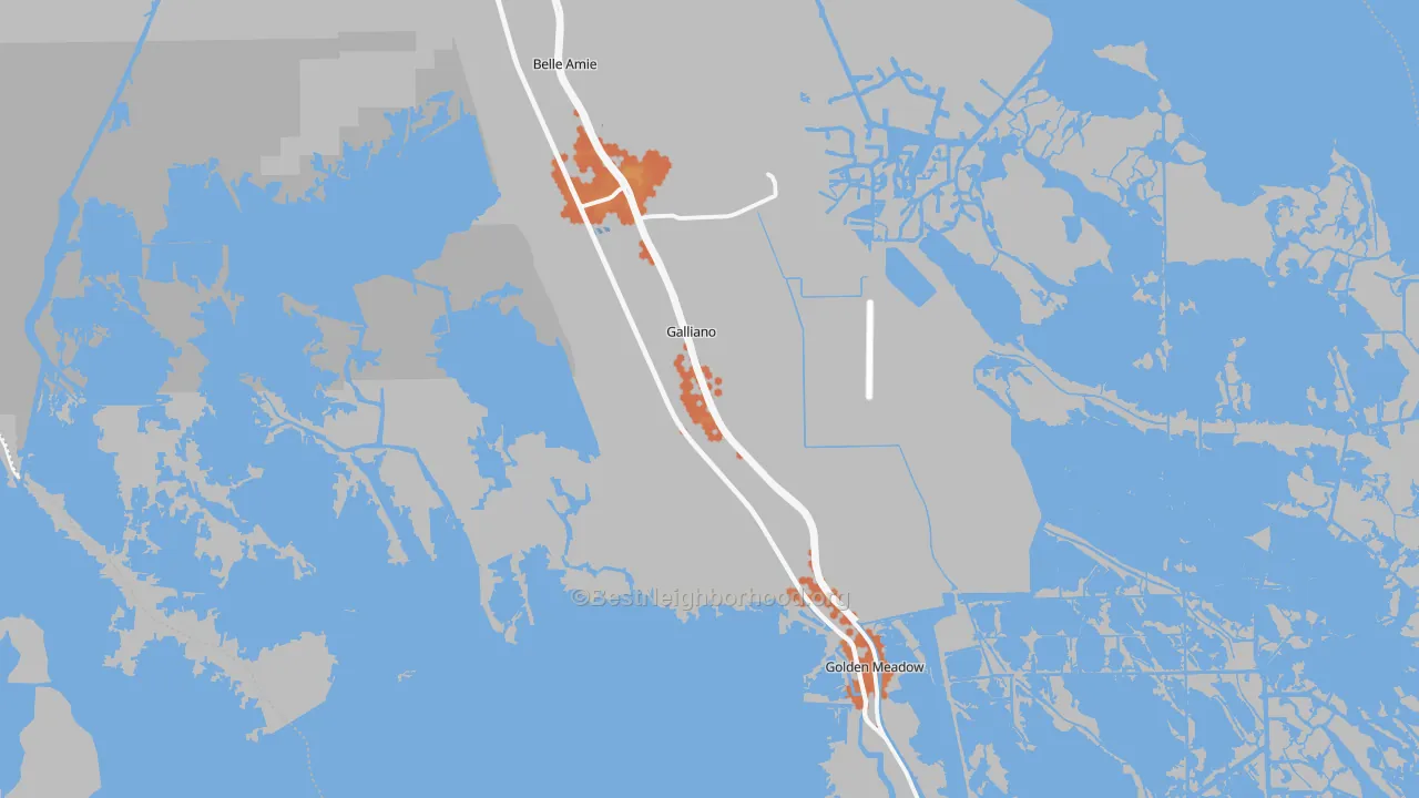 Bike Grade map of 70354, LA