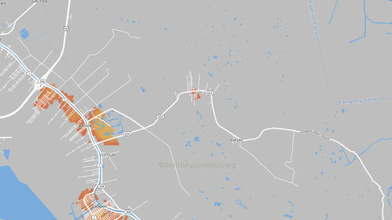 Bike Grade map of 70355, LA