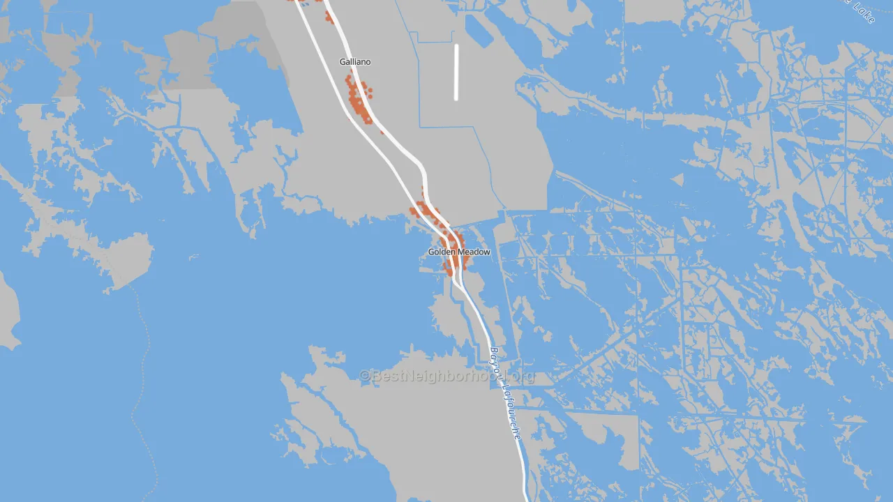 Bike Grade map of 70357, LA