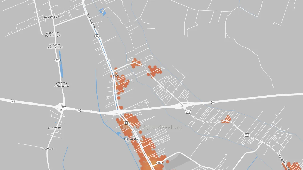 Bike Grade map of 70359, LA