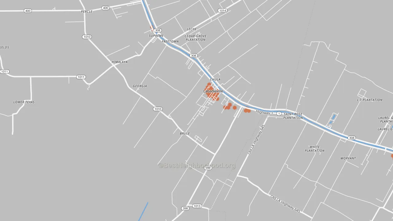 Bike Grade map of 70372, LA