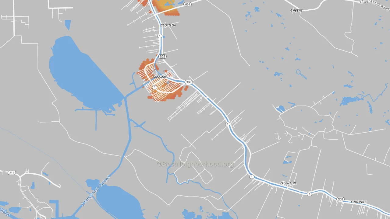 Bike Grade map of 70374, LA