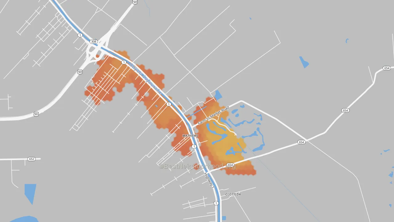 Bike Grade map of 70375, LA