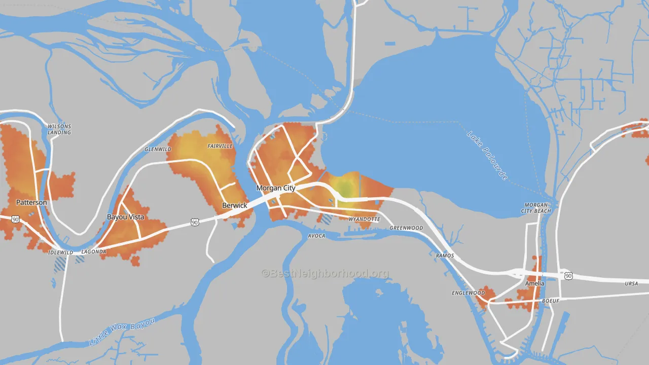 Bike Grade map of 70380, LA