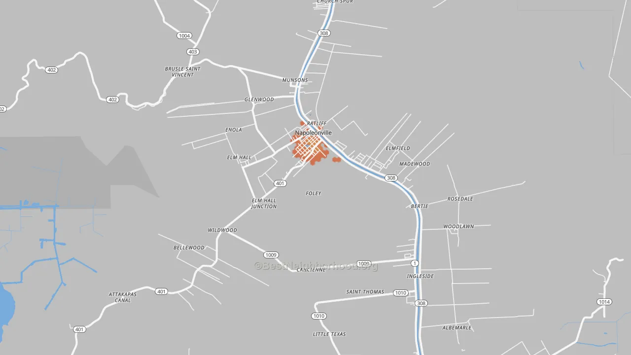 Bike Grade map of 70390, LA