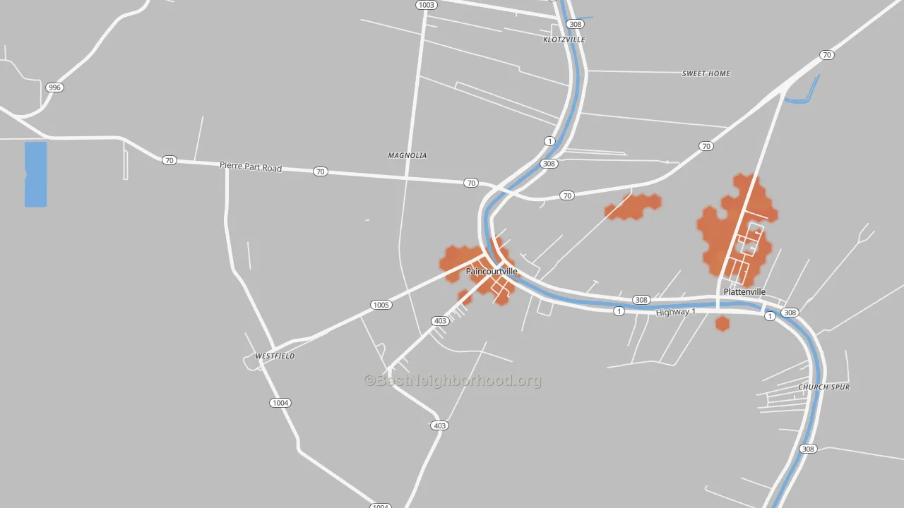 Bike Grade map of 70391, LA