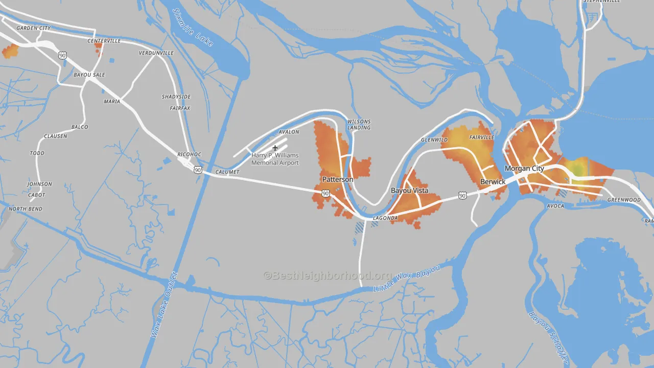 Bike Grade map of 70392, LA