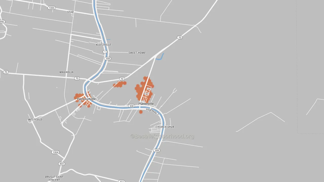 Bike Grade map of 70393, LA