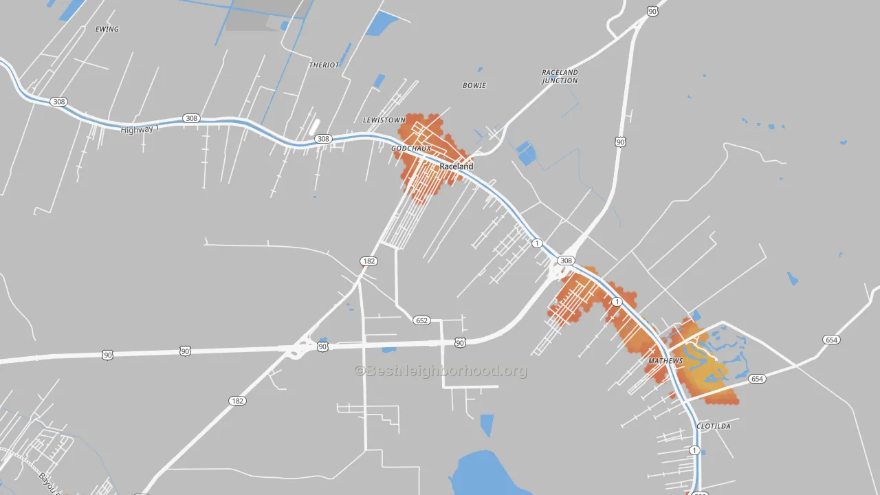 Bike Grade map of 70394, LA