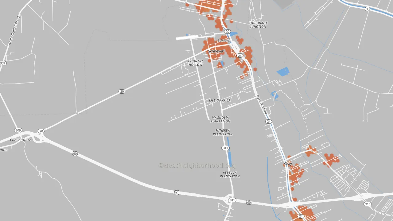 Bike Grade map of 70395, LA