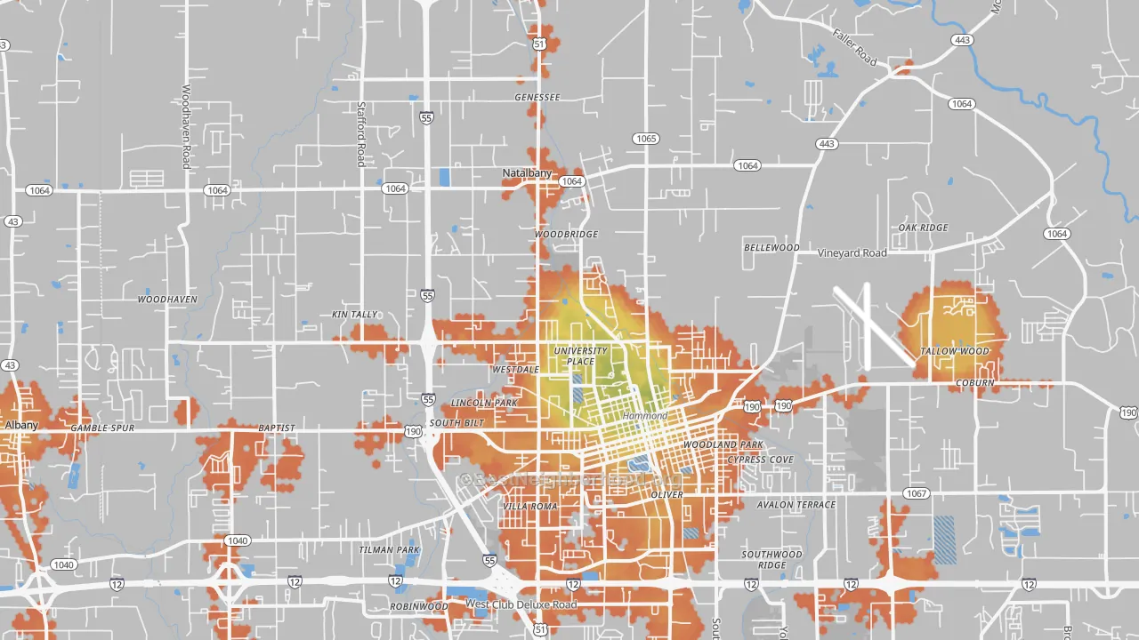 Bike Grade map of 70401, LA