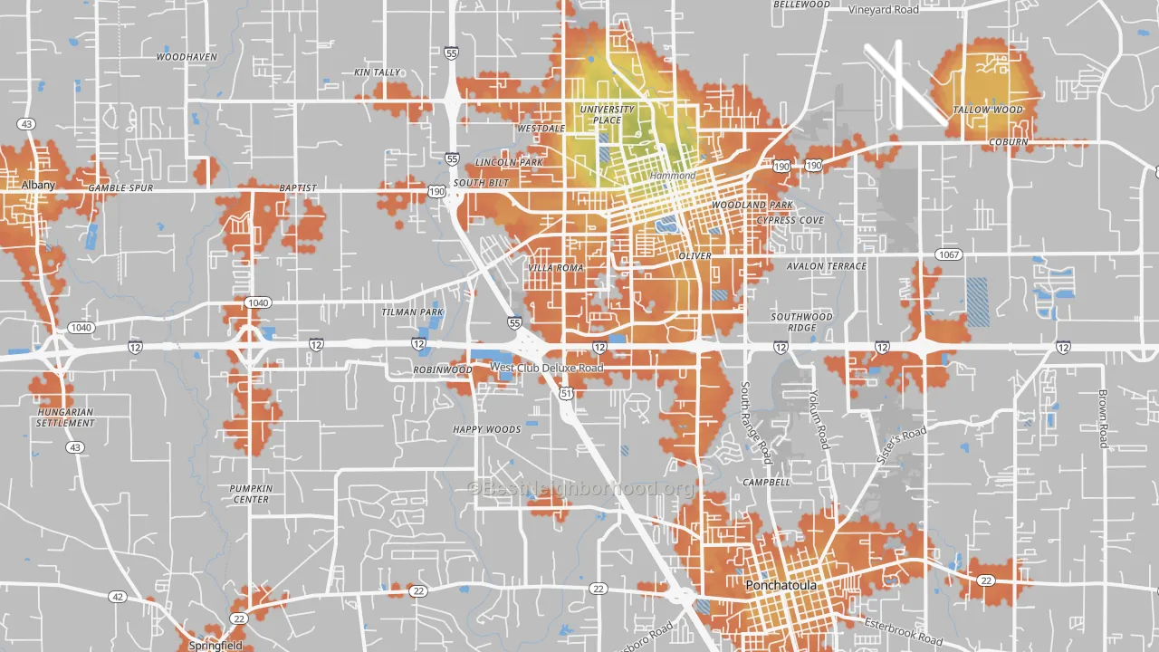Bike Grade map of 70403, LA