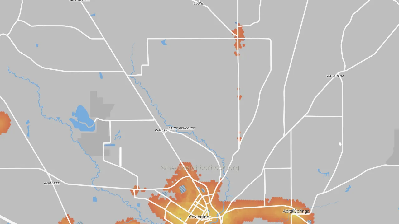 Bike Grade map of 70435, LA