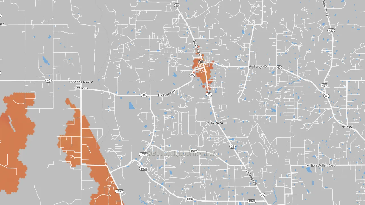 Bike Grade map of 70437, LA