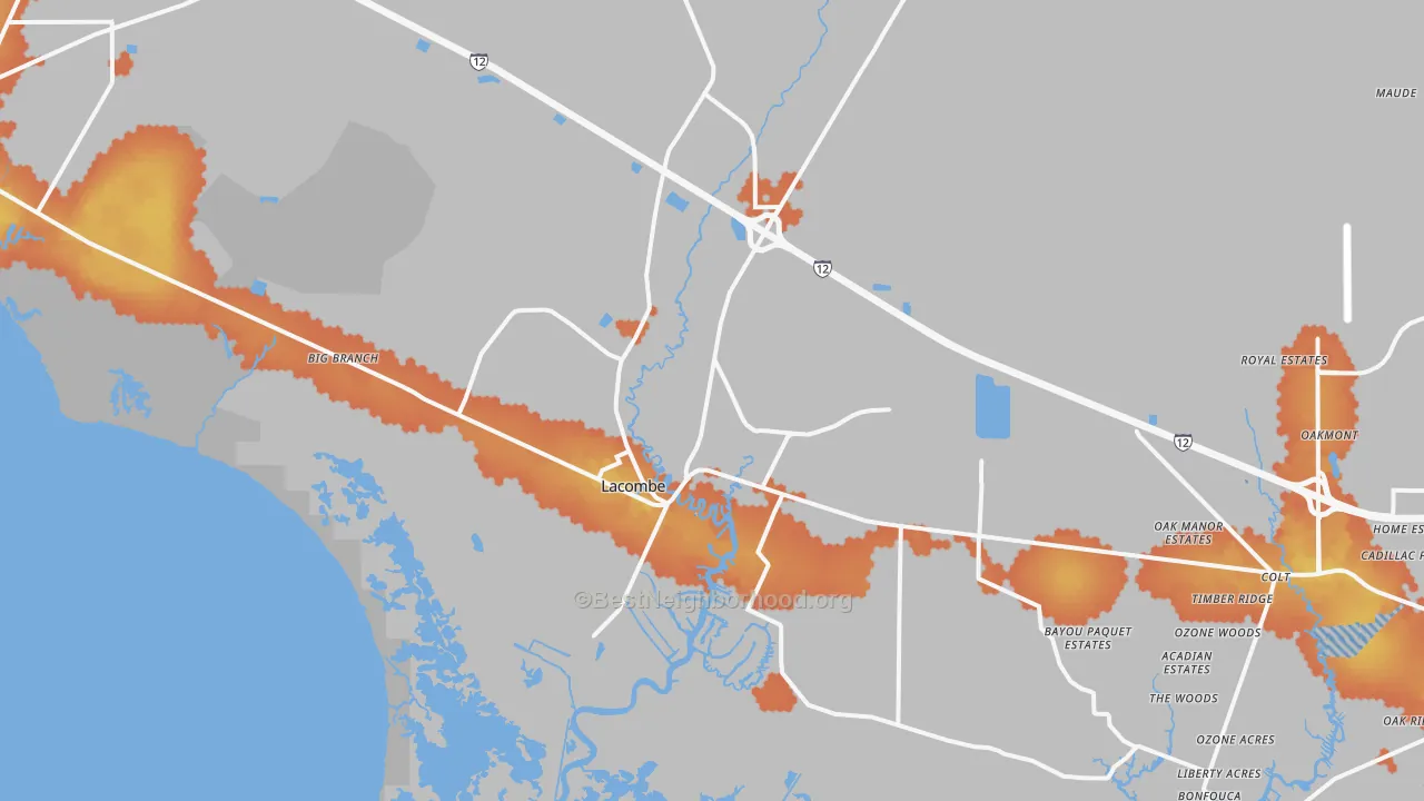 Bike Grade map of 70445, LA
