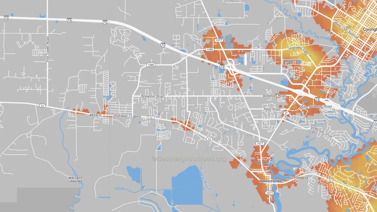 Bike Grade map of 70447, LA