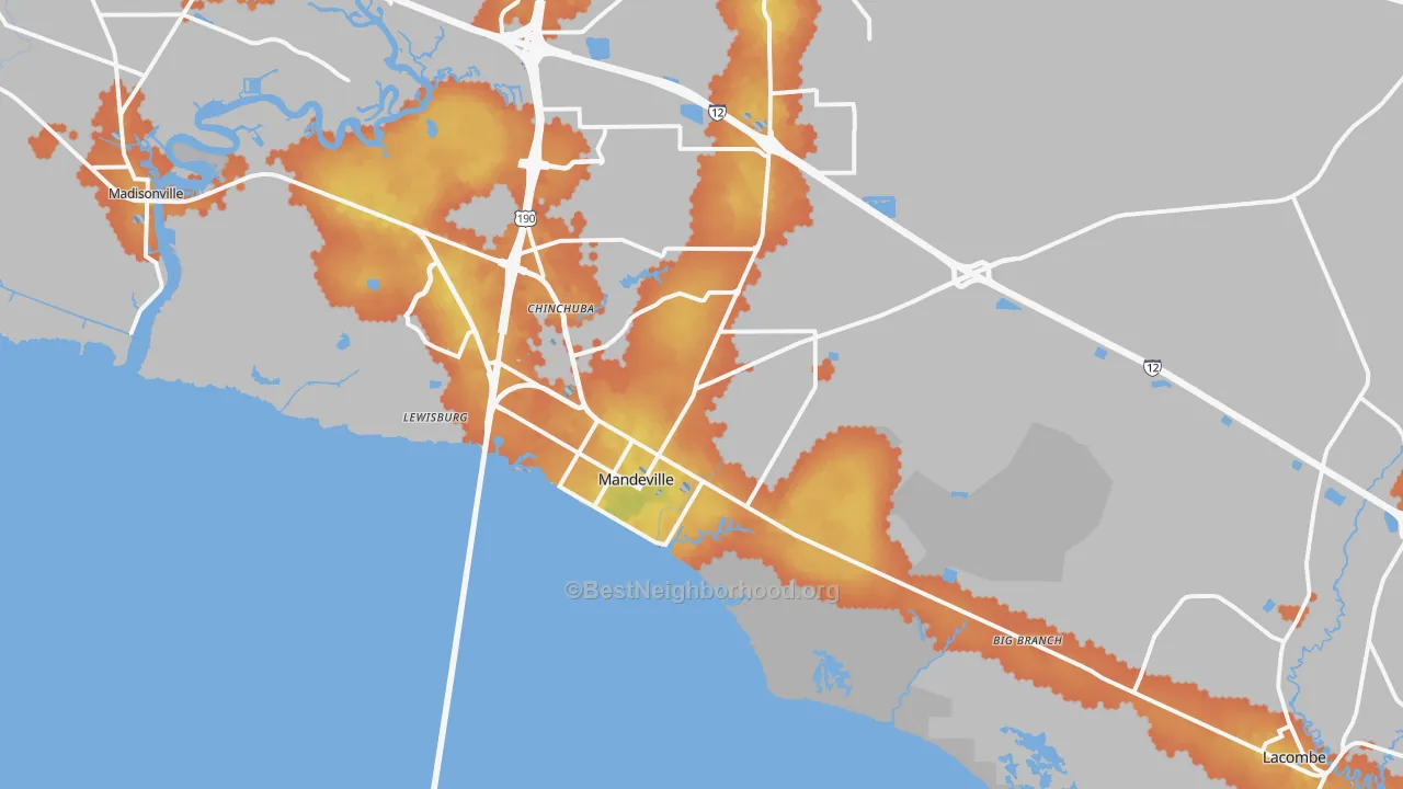 Bike Grade map of 70448, LA