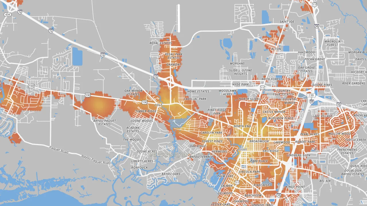 Bike Grade map of 70460, LA