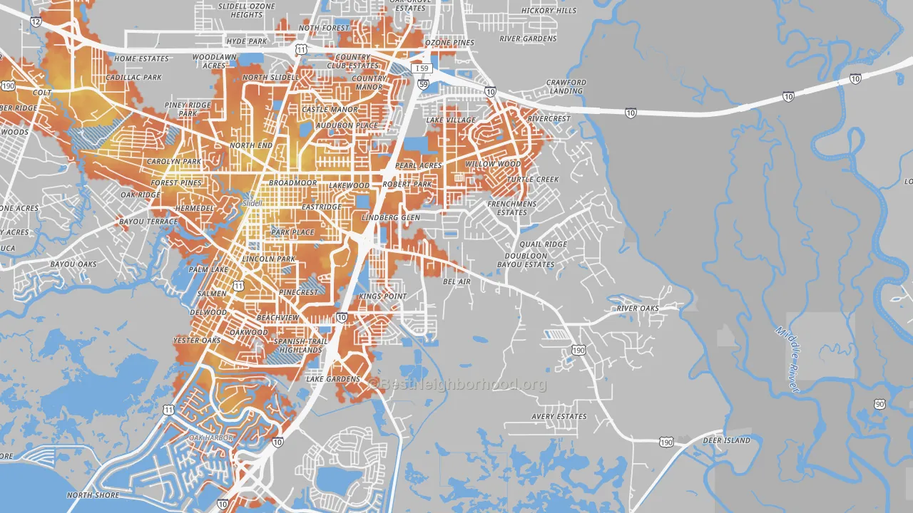 Bike Grade map of 70461, LA