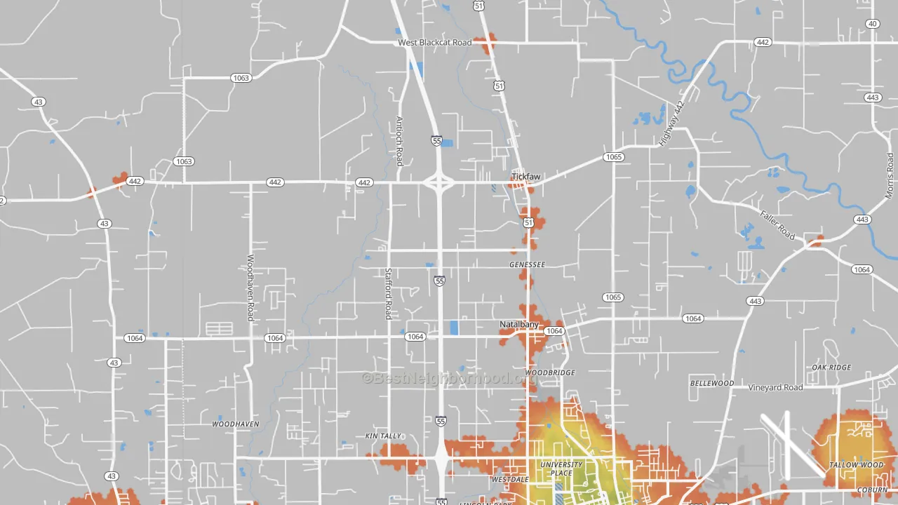 Bike Grade map of 70466, LA