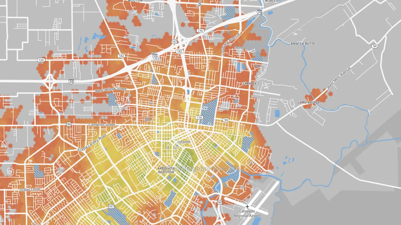 Bike Grade map of 70501, LA