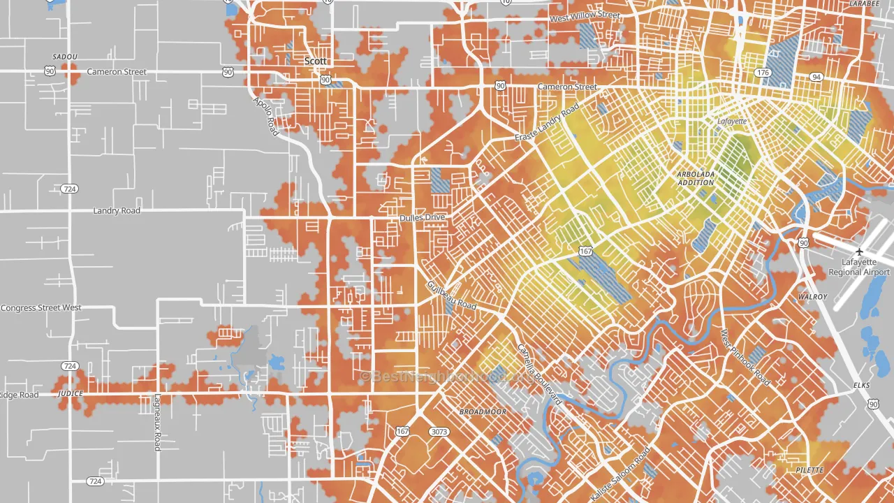 Bike Grade map of 70506, LA