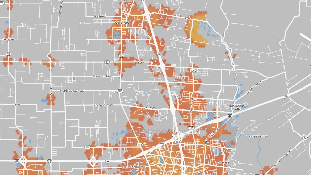 Bike Grade map of 70507, LA