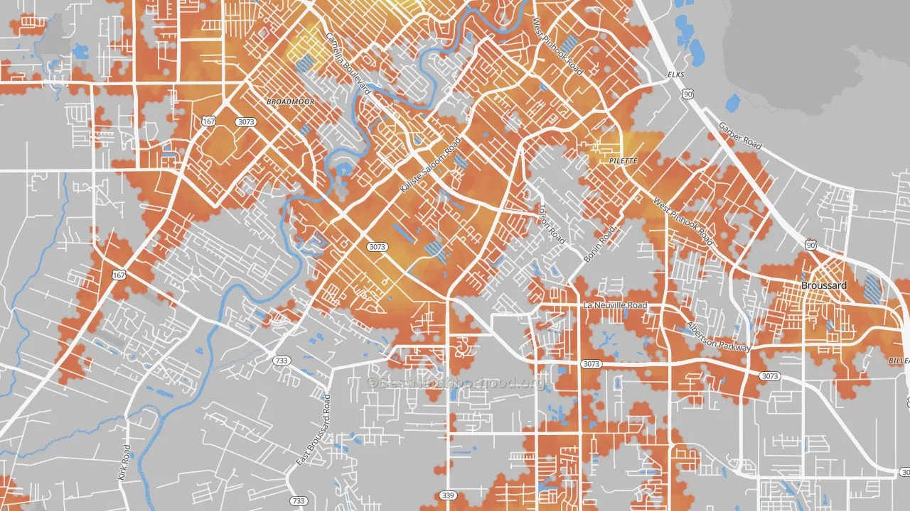 Bike Grade map of 70508, LA